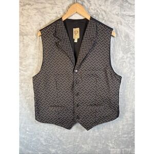 Wah Maker Frontier Clothing Vest Mens Large Black Gray Western Made USA